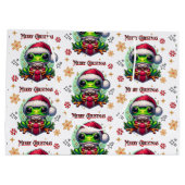 ホッとしたクリスマスを過ごす | Frog Pun ラージペーパーバッグ (裏面)