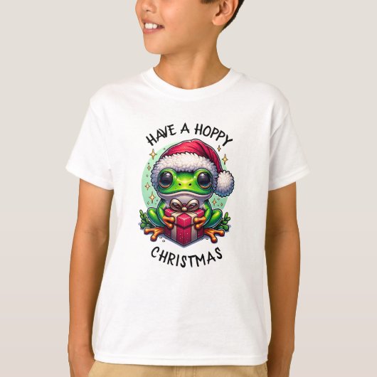 ホッとしたクリスマスを過ごす | Frog Pun Tシャツ (正面)