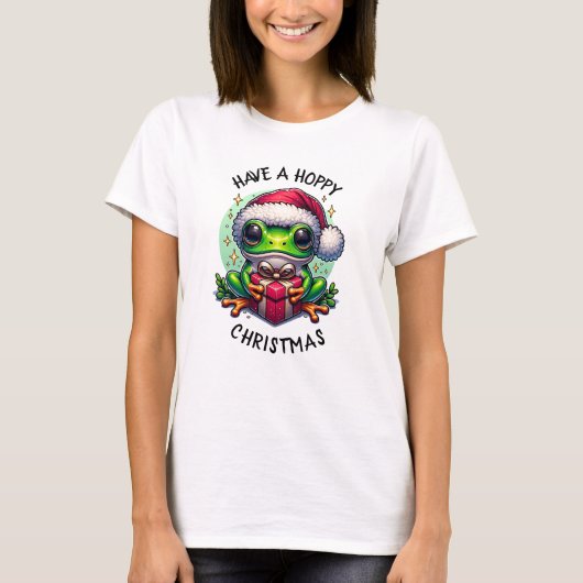 ホッとしたクリスマスを過ごす | Frog Pun Tシャツ (正面)