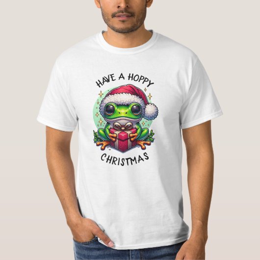 ホッとしたクリスマスを過ごす | Frog Pun Tシャツ (正面)