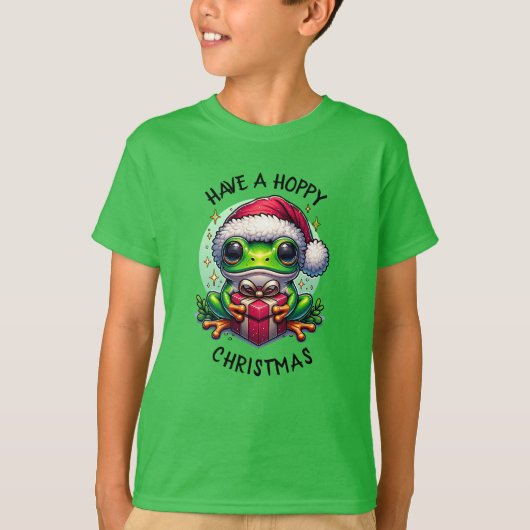 ホッとしたクリスマスを過ごす | Frog Pun Tシャツ (正面)