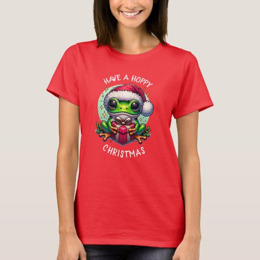 ホッとしたクリスマスを過ごす | Frog Pun Tシャツ (正面)