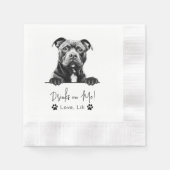 ホッとしたパーソナライズされた犬のスケッチ飲み物 縁ありカクテルナプキン (正面)