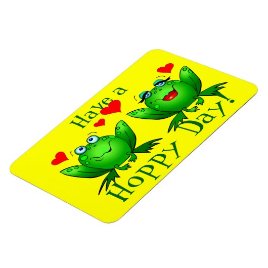 ホッとした日かわいいマンガのカエルを飼う マグネット (左側)