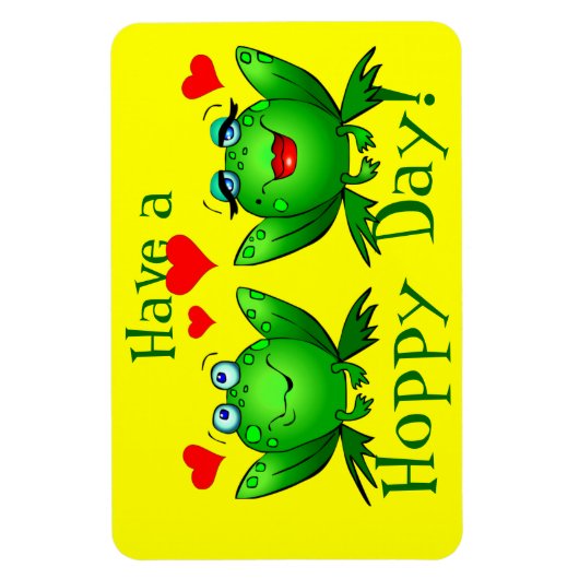 ホッとした日かわいいマンガのカエルを飼う マグネット (縦)