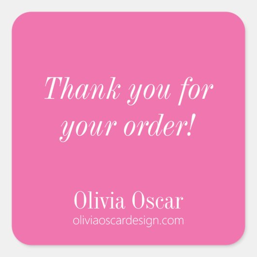 ホッはっきりしたクモダンピンクシンプルBusiness Thank You スクエアシール (正面)