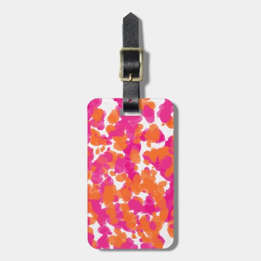 ホッはっきりしたトピガーリーンク明るい赤紫色オレンジスプ絵を描ラッシュ ラゲッジタグ (正面縦)
