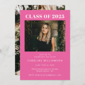 ホッはっきりしたトピモダンンク2枚写真卒業パーティー 招待状 (正面/裏面)