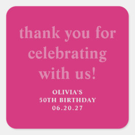 ホッはっきりしたトピンク50誕生日カスタムありがとう スクエアシール