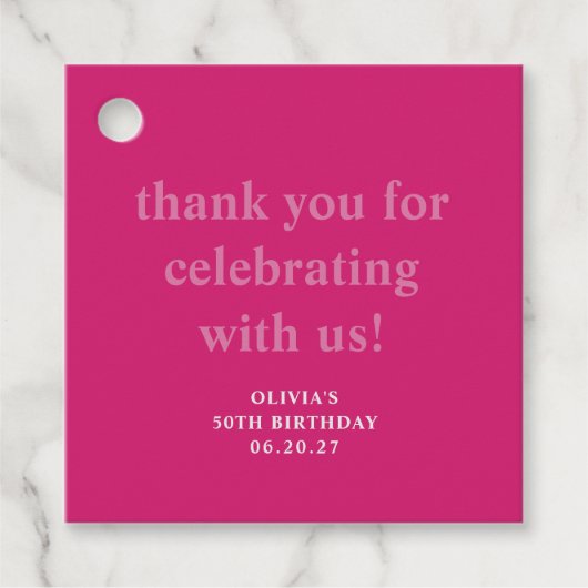 ホッはっきりしたトピンク50誕生日カスタムありがとう フェイバータグ (正面)