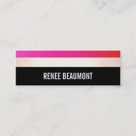 ホッはっきりしたトモダン・ピンクとブラックストライプの スキニー名刺