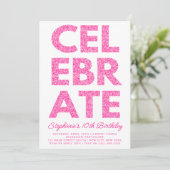 ホッはっきりしたト祝ピンクグリッター誕生日 招待状 (スタンド正面)