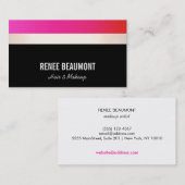 ホッはっきりしたモダントピンクとブラック金ゴールドストライプの 名刺 (正面/裏面)