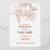 ホッエレガントグノリア花、ブライダルシャワー 箔招待状 (正面)