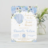 ホッエレガントトエアバルーンブルーフローラブライダルシャワー 招待状 (スタンド正面)