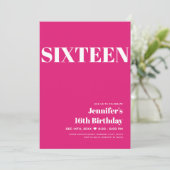 ホッエレガントトモダンピンクスウィート16タイポグラフィ 招待状 (スタンド正面)