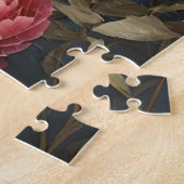 ホッエレガントペット桃色の牡丹の花の青い背景 ジグソーパズル (側面)