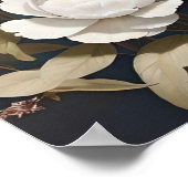 ホッエレガントペット桃色の牡丹の花の青い背景 ポスター (角)