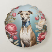 ホッエレガントペット桃色の牡丹の花 ラウンドクッション (裏面)