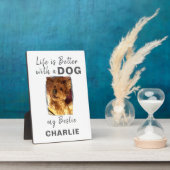 ホッカスタムトペット犬の名前ホワイトグレー フォトプラーク (側面)