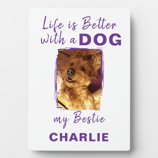 ホッカスタムトペット犬の名前ホワイトパープル フォトプラーク (正面)