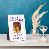 ホッカスタムトペット犬の名前ホワイトパープル フォトプラーク (側面)