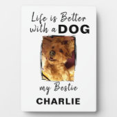 ホッカスタムトペット犬の名前ホワイトブラック フォトプラーク (正面)