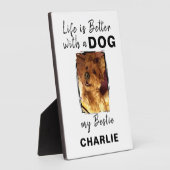 ホッカスタムトペット犬の名前ホワイトブラック フォトプラーク (側面)