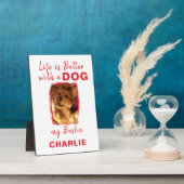 ホッカスタムトペット犬の名前ホワイトレッド フォトプラーク (側面)