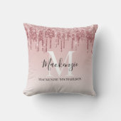 ホッガーリートピンクグラデーショングリッターモノグラム名 クッション (正面)