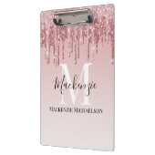 ホッガーリートピンクグラデーショングリッターモノグラム名 クリップボード (左)