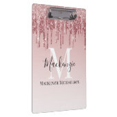 ホッガーリートピンクグラデーショングリッターモノグラム名 クリップボード (右)