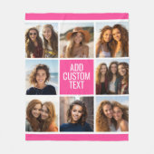 ホッガーリートピンク8角形フォトコラージモノグラム フリースブランケット (正面)