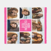 ホッガーリートピンク8角形フォトコラージモノグラム フリースブランケット (正面(横))