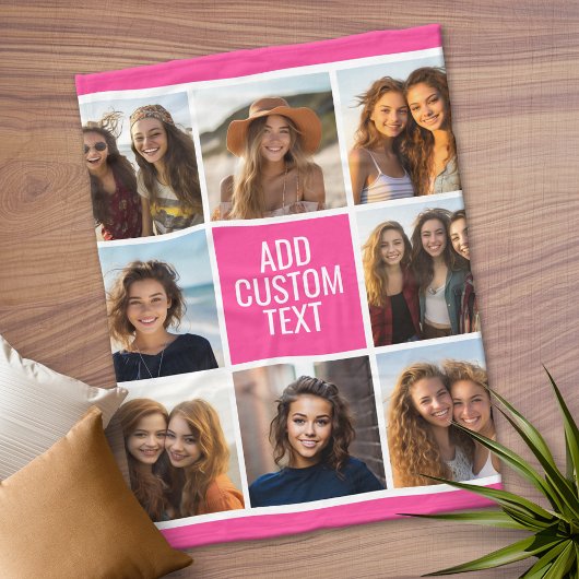 ホッガーリートピンク8角形フォトコラージモノグラム フリースブランケット