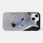 ホッキョクオオカミの顔 iPhone 15ケース (裏面横)
