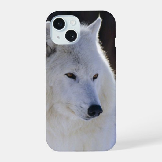 ホッキョクオオカミの顔 iPhone 15ケース (裏面)