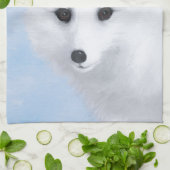 ホッキョクギツネの絵 - オリジナル野生動物アート キッチンタオル (折り畳み)
