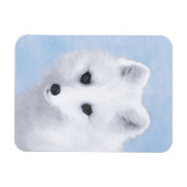 ホッキョクギツネの絵 - オリジナル野生動物アート マグネット (横)