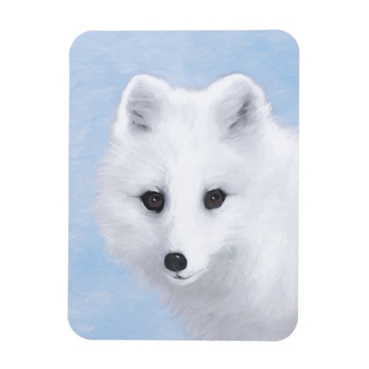 ホッキョクギツネの絵 - オリジナル野生動物アート マグネット (縦)