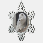 ホッキョクギツネの雪片のオーナメント スノーフレークピューターオーナメント (右)