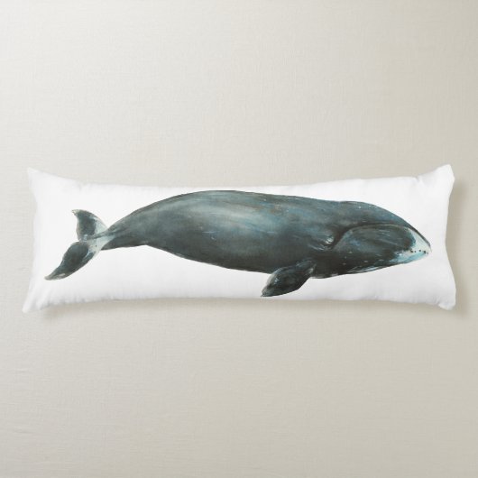 ホッキョククジラの水彩画イラスト ボディピロー (正面)