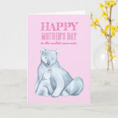 ホッキョクグマお母さんカワイハッピーマザーズデイ カード (黄色い花)