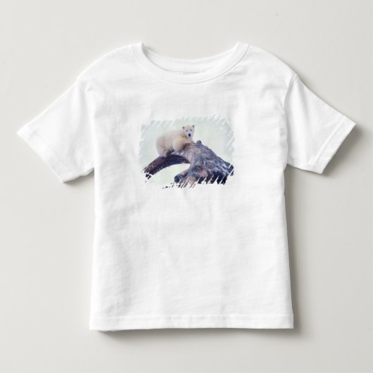 ホッキョクグマがセイウチの顎の骨の上にいる、 トドラーTシャツ (正面)