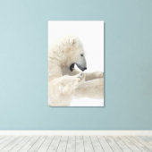 ホッキョクグマが他のクマと戦う キャンバスプリント (インサイチュ (ウッドフロア))