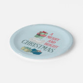 ホッキョクグマとのヴィンテージクリスマスグリーティング ペーパープレート (アングル)