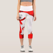 ホッキョクグマとカッブプレイドスカーフプレイド カプリレギンス (正面)