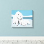 ホッキョクグマとカッブ キャンバスプリント (インサイチュ (ウッドフロア))