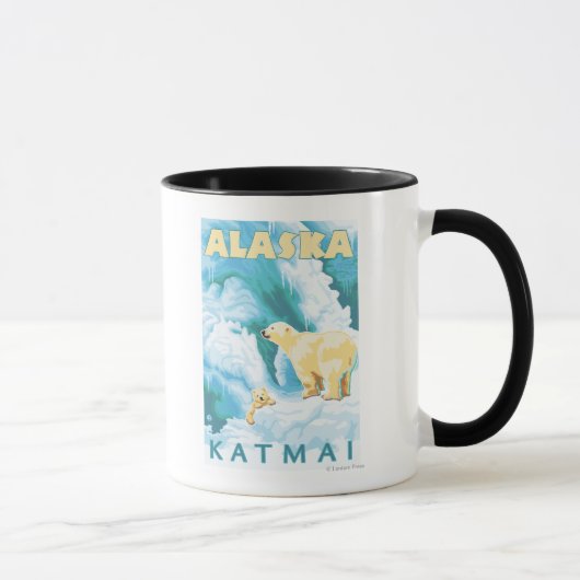 ホッキョクグマとカブ – アラスカ,ラトケ マグカップ (右)