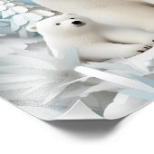 ホッキョクグマとクブ北極海白冬 フォトプリント (角)